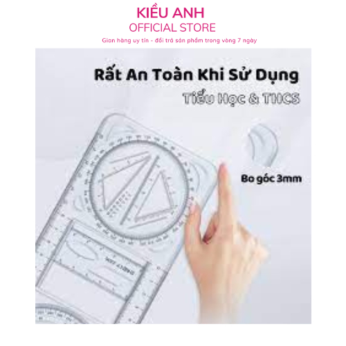 Thước Kẻ Đa Năng 5 Trong 1 - Bộ Eke Thước Kẻ Dẻo 4 Món Cho Học Sinh