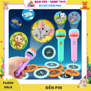 Đồ chơi đèn pin chiếu 80 hình cho bé khám phá nhiều chủ đề như con vật, côn trùng, hoa quả
