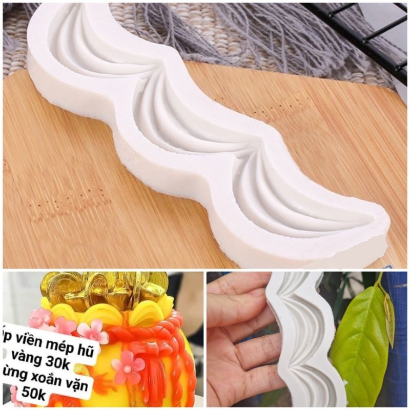 Khuôn silicon ốp thành bánh tạo mép hũ vàng hình cung mẫu 2