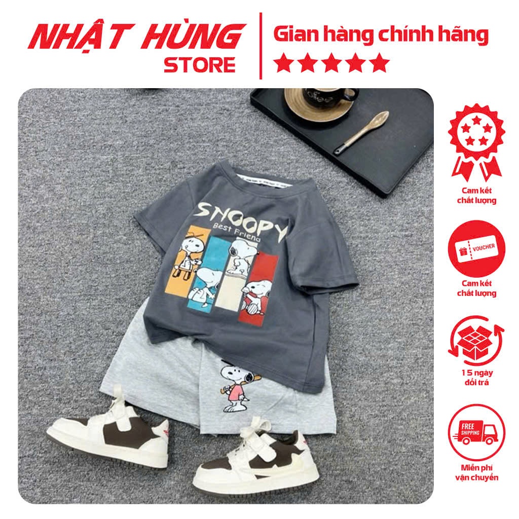 Bộ quần áo cho bé trai hình SNOOPY set áo phông quần short trẻ em hiệu Nhật Hùng size từ 10-63kg - N