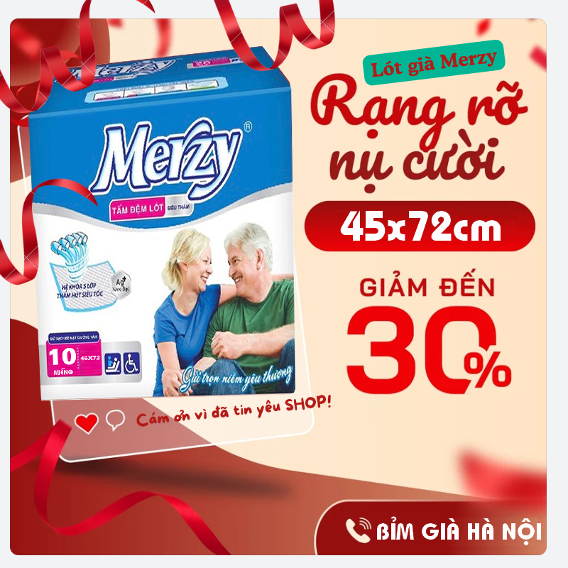 (Sỉ 100m) Tấm đệm lót Merzy ML 45x72cm #Lót già Merzy  #Miếng lót MERZY #tấm lót già MERZY #Lót già MERZY #bỉm merzy