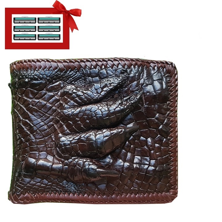 Ví da cá sấu đan viền