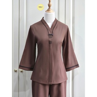 DL127 SÔ (Họa Y Pháp Phục) Đồ Lam Đi Chùa, Top Quần Áo Thời Trang Cho Phật Tử Nữ, size S M L XXL