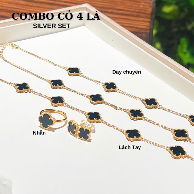 Set bộ cỏ 4 lá vòng tay,bông tai,nhẫn, vòng cổ..
