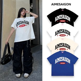 Áo Thun Big Boxy AIMÉ Cotton Cổ Tròn Nam Nữ "AIMESAIGON XXVIIIXX"