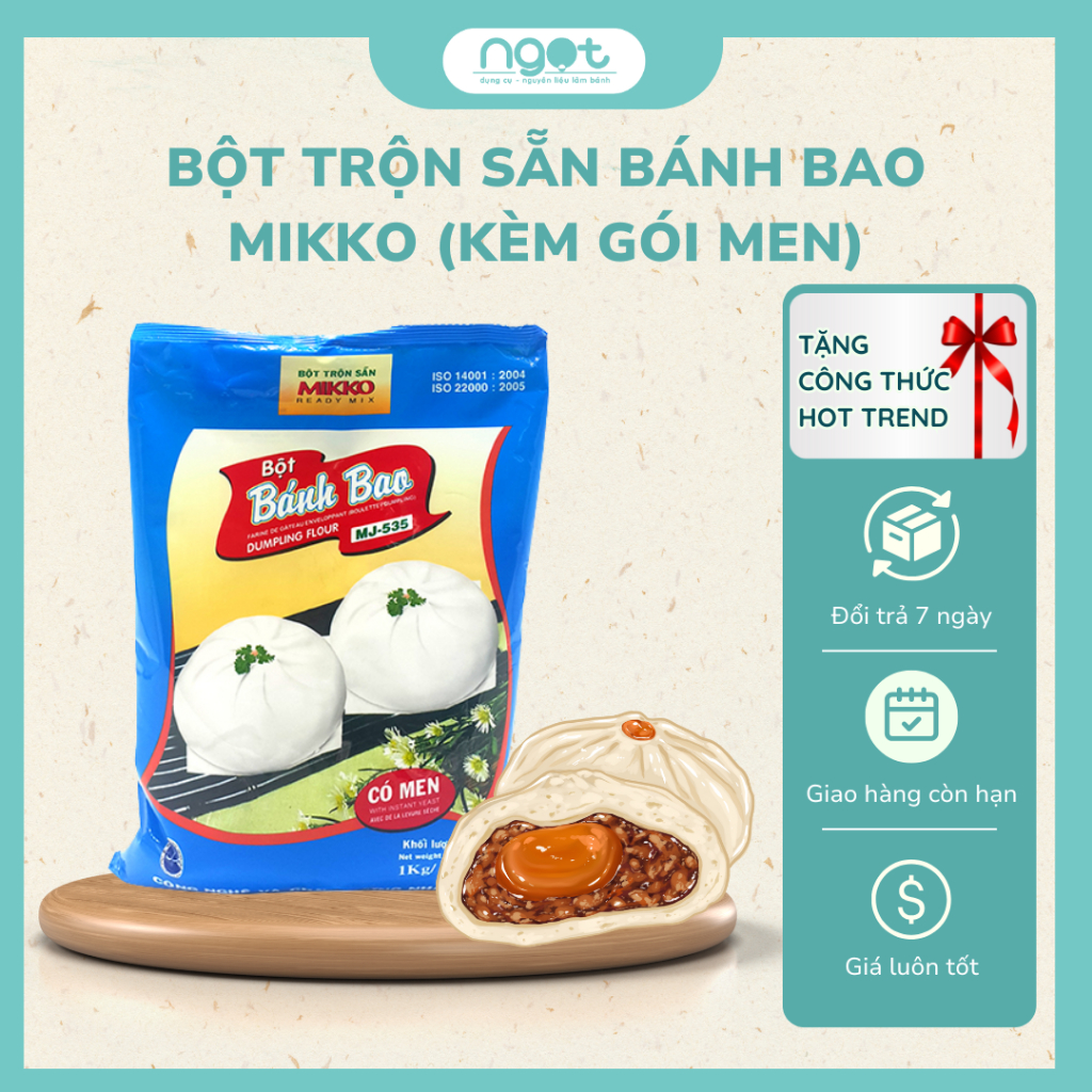 Bột bánh bao Mikko gói 1kg (kèm gói men bên trong) - NGỌT ĐỒ LÀM BÁNH