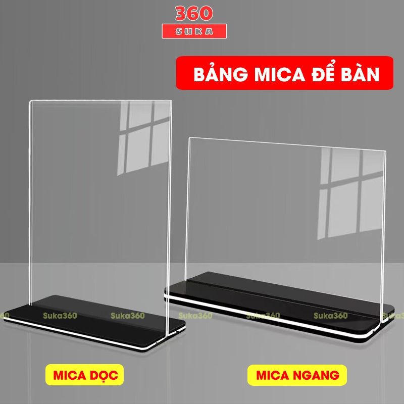 Bảng mica đế ngang A4, A5, A6 - Mica trong suốt để bàn - Hàng đẹp bao đổi trả