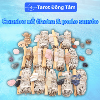   COMBO Thanh Tẩy  1 Palo Santo 13-15g & 1 Xô Thơm 45g & 1 Đá Thô Túy Chọn Thảo Mộc Xông Nhà Dùng Trong Tarot Thiền Định 