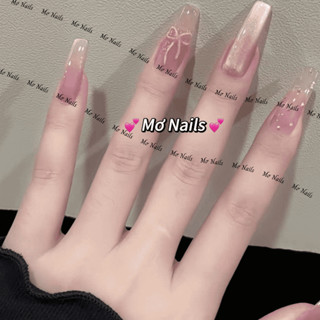 Nail Box Thiết Kế Mắt Mèo Hồng Thạch Nơ Nổi Chụp Kỉ Yếu Dễ Thương M126