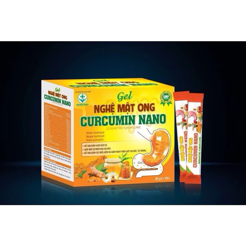 HỘP 20 GÓI * 10ML GEL NGHỆ MẬT ONG CURCUMIN NANO DẠ DÀY - Hỗ Trợ Giảm Đau, Giảm Viêm Loét Dạ Dày, Giảm Tiết Acid Dịch Vị