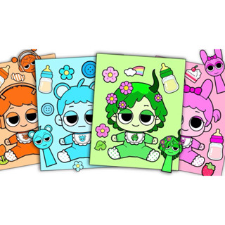 ( Đọc mô tả )Cắt dán thủ công 8 sticker baby Sprunki Incredibox - Đồ chơi búp bê giấy