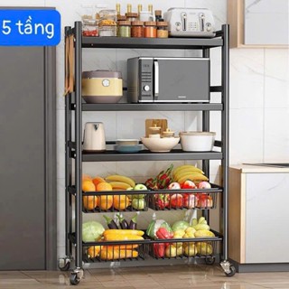 Kệ để đồ nhà bếp đa năng để lò vi sóng, nồi cơm điện, rau củ quả xoong nồi đồ dùng nhà bếp có bánh xe đẩy, khung sắt