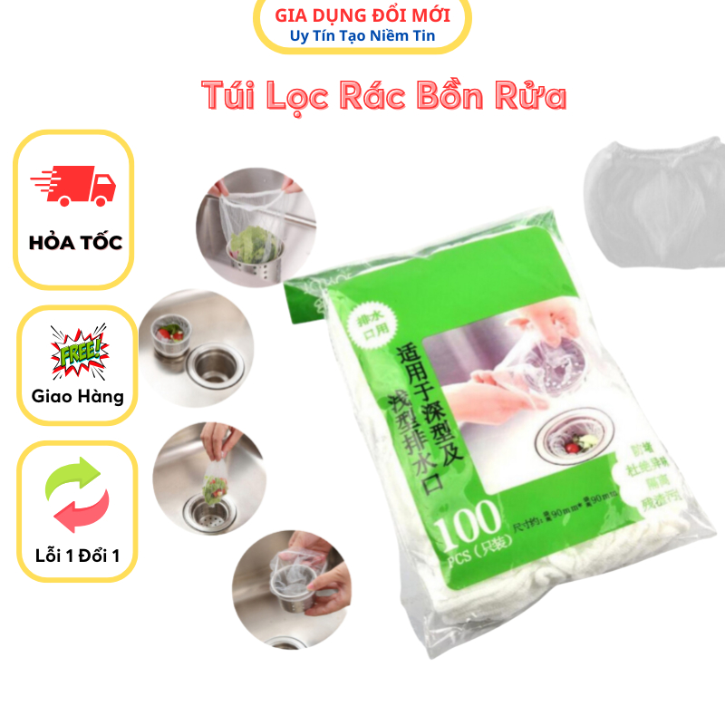 Combo 500 Túi Lọc Rác Bồn Rửa Chén Có Bo Chun – Tiện Lợi, Giữ Vệ Sinh, Ngăn Tắc Nghẽn
