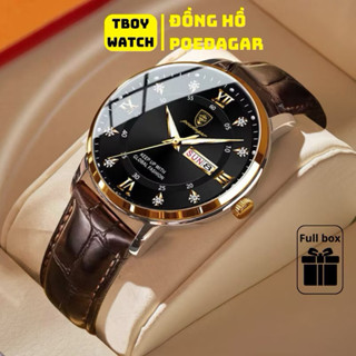 Đồng hồ nam POEDAGAR PA5 chính hãng dây da cao cấp dạ quang phát sáng chống nước