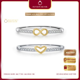 Nhẫn bạc Ý 925 Mạ vàng cao cấp DUYSON SILVER, Nhẫn đôi bạn thân Forever Us trái tim vô cực
