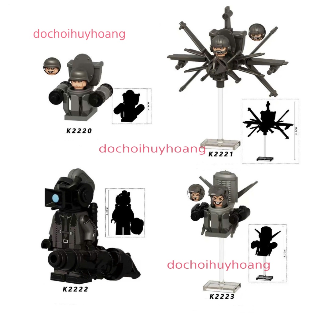 Skibidi Toilet Mô hình Lắp ráp Nhân vật Nhà Vệ Sinh Người Máy Titan Cameraman TV Clock Drill Man Mã K2220 - K2223