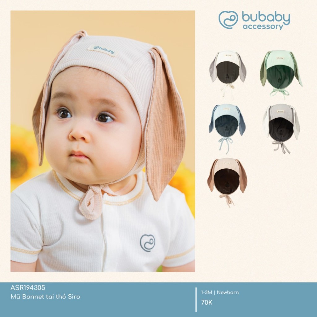 [Bu Baby] Mũ bonet tai thỏ Bubaby Siro cho bé trai bé gái ASR194305
