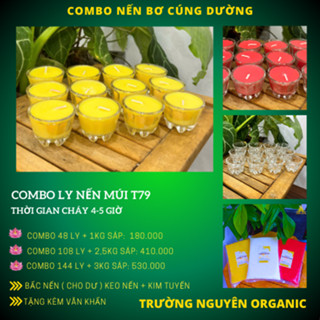 Combo Làm 48 - 144 Ly Múi T79 35ml + Sáp Bơ, Tặng Tim Đèn, Keo Nến, Văn Khấn - Nguyên Liệu Làm Nến Bơ Cúng Dường