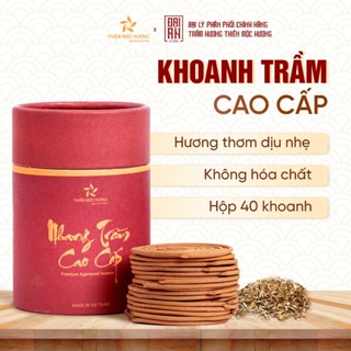 Nhang khoanh trầm hương cao cấp THIÊN MỘC HƯƠNG hương vòng xông thơm nhà, tẩy uế hộp 40 khoanh đơn
