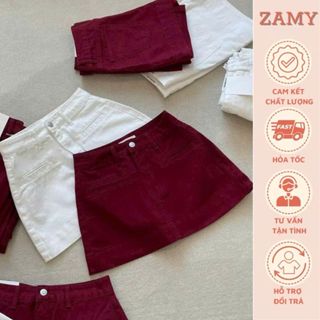  Chân váy Jean nữ chân váy chữ A lưng cao túi ngang co giãn kiểu dáng basic trẻ trung năng động dễ phối đồ 