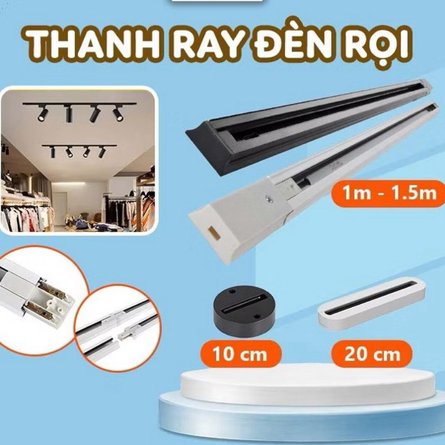 Thanh Ray Đèn Rọi, Đế Đơn Đèn Rọi, Phụ Kiện Đèn Rọi Ray Trang Trí Cửa Hàng Nối thẳng Nối góc đèn rọi