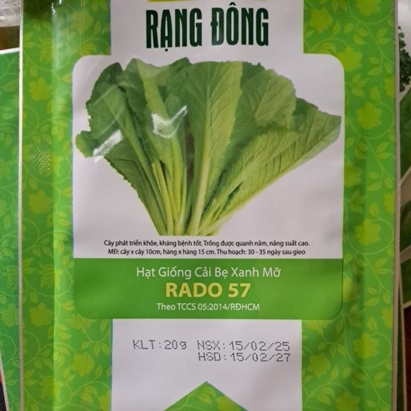 Hạt giống Cải bẹ xanh mỡ , đóng gói 20gr