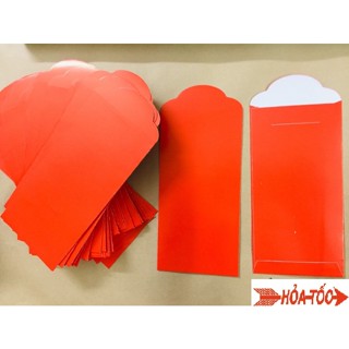 100 bao lì xì đỏ vàng trơn 8*16cm giấy C