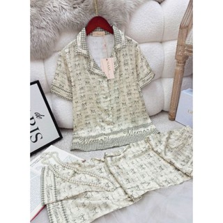 Bộ mặc nhà cao cấp lụa Sam luxury, pijama tay ngắn quần dài