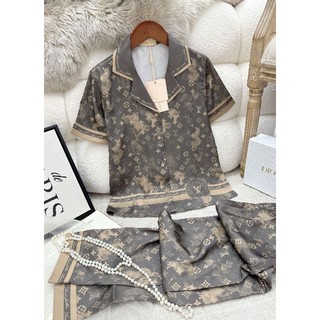 Bộ mặc nhà lụa Sam Luxury, pijama lụa tay ngắn quần dài