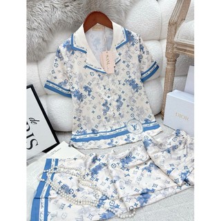 Bộ mặc nhà lụa Sam Luxury, pijama lụa tay ngắn quần dài