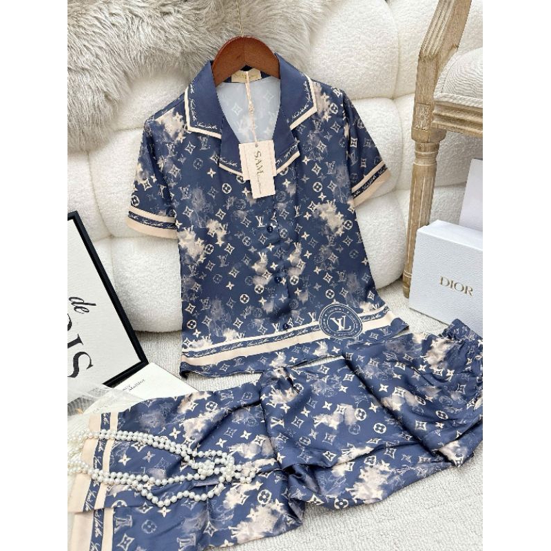 Bộ mặc nhà lụa Sam Luxury, pijama lụa tay ngắn quần dài