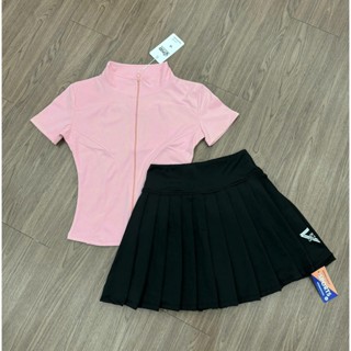 Bộ thể thao nữ Áo khóa dài chân váy xếp ly tập gym yoga erobic,chạy bộ, pickleball