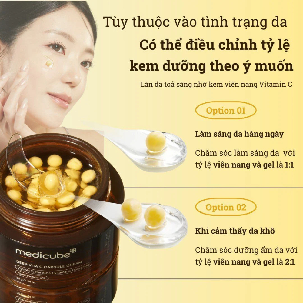 Kem dưỡng ẩm sáng da mờ thâm Medicube DEEP VITA C CAPSULE CREAM 55g