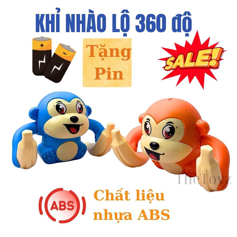 Đồ chơi khỉ nhào lộn 360 độ, con khỉ chạy pin giải trí cho bé, khỉ đồ chơi bằng nhựa cao cấp dạy dặn