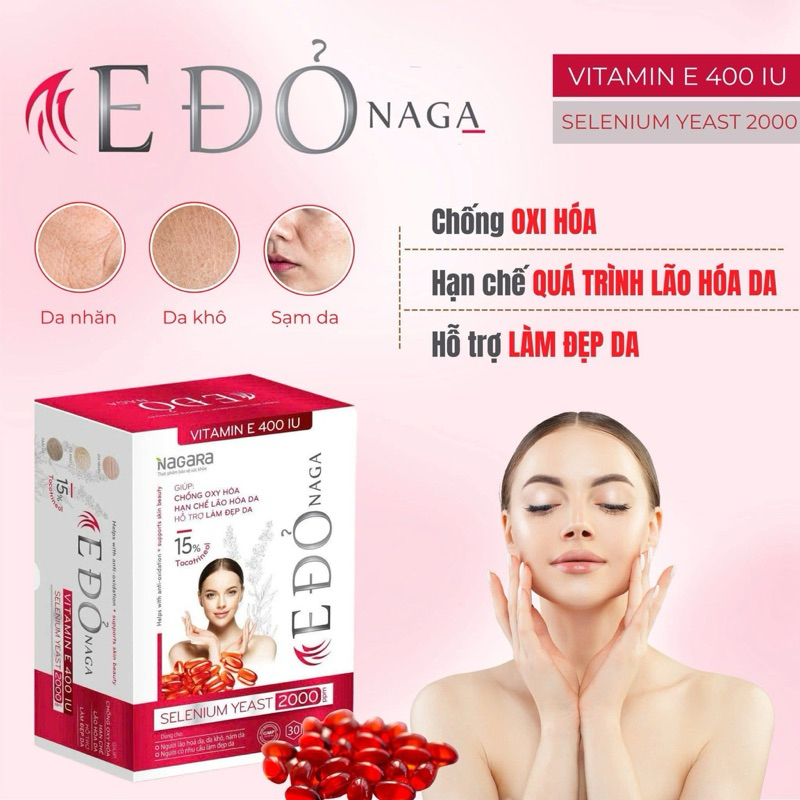 E Đỏ NAGA - Giúp bổ sung vitamin E cho cơ thể, làm đẹp da, giảm nám tàn nhan - MKPMC