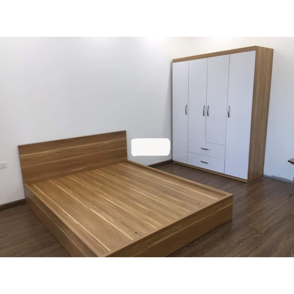 Tủ quần áo 1m4x2m và giường 1m6x2m trơn