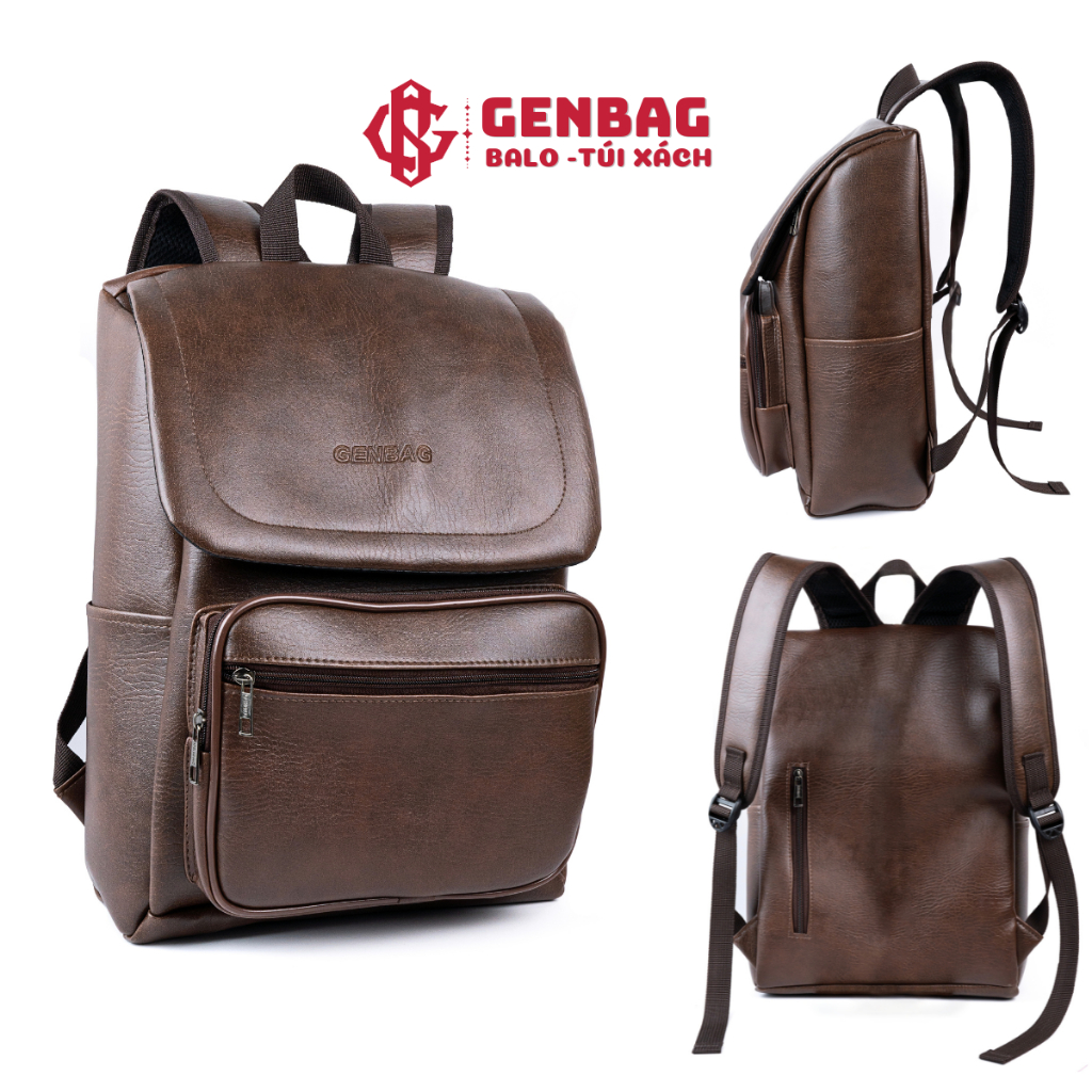 Balo da nam nắp gập kiểu dáng basic đi học đi chơi đựng vừa laptop 15.6 inch BL19