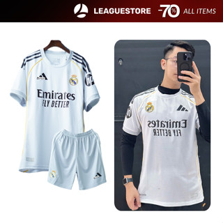 Bộ đá bóng Real Madrid 25/26 Leaguestore - quần áo bóng đá màu trắng mới nhất vải thái form âu