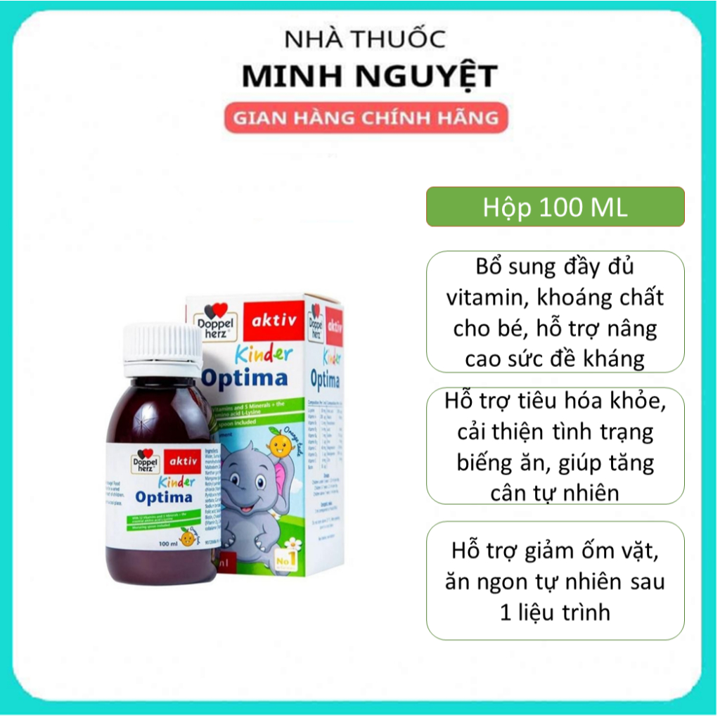 Siro bổ sung vitamin cho bé Doppelherz Kinder Optima hỗ trợ giúp bé ăn ngon, cải thiện tầm vóc