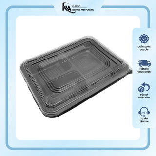 Combo hộp nhựa đựng cơm 3 ngăn kèm nắp, hộp dùng một lần bền, an toàn cho sức khỏe, hộp đựng cơm dùng 1 lần tiện lợi