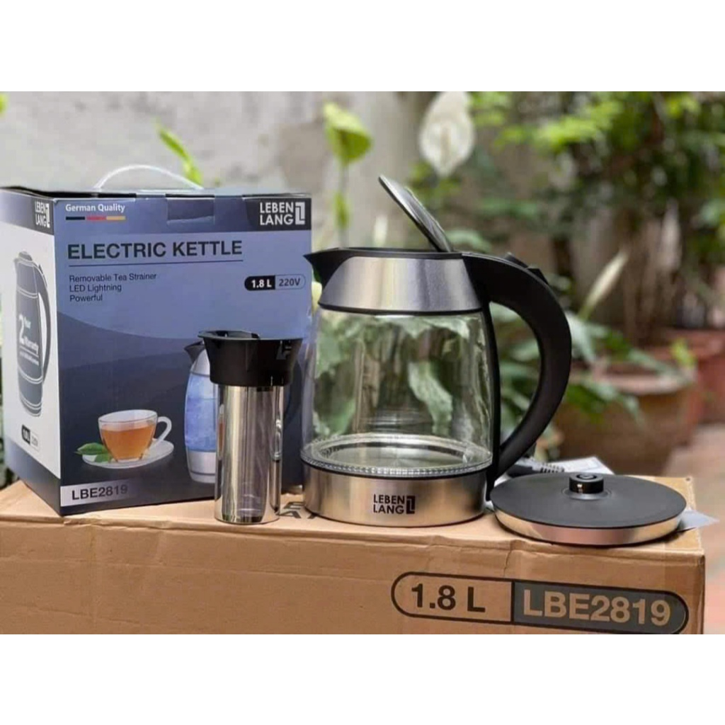 Ấm siêu tốc thủy tinh LBE2819 Lebenlang 1.8L