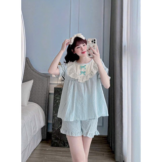 Bộ Ngủ Nữ , Set Bộ Kẻ Đùi M005