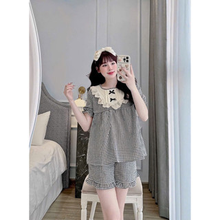Bộ Ngủ Nữ , Set Bộ Kẻ Đùi M005