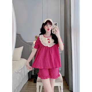 Bộ Ngủ Nữ , Set Bộ Kẻ Đùi M005