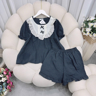 Bộ Ngủ Nữ , Set Bộ Kẻ Đùi M005