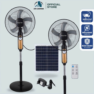 Quạt Tích Điện ATH LIGHTING, Loại Quạt Sạc Bằng Năng Lượng Mặt Trời Có Dây Kết Nối 5m Kèm Adapater Sạc Ngoài