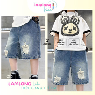 Quần bò ngố bé trai, quần jean mềm phối cào rách cho bé từ 13-45kg phong cách cá tính QN4 lamlongkids