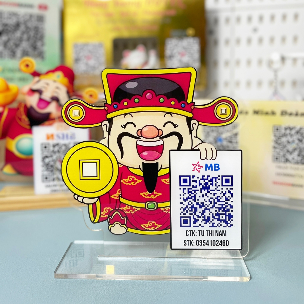 Bảng mã Qr code mica, Mã Qr để bàn, Qr thần tài, Qr thanh toán, mèo thần tài