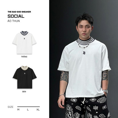 Áo Thun The Bad God Social Form Boxy Áo Phông Local Brand Cổ Tròn Nam Nữ Cotton Syn Thêu Logo