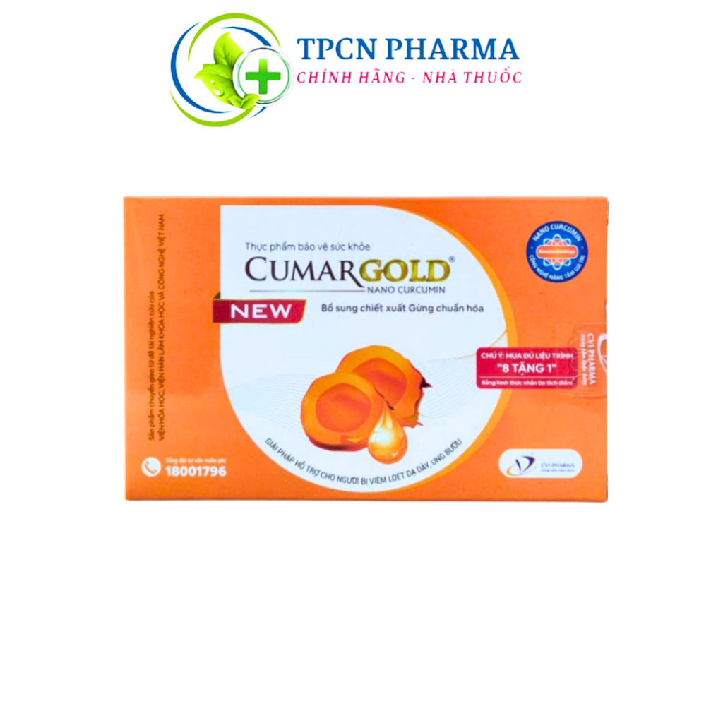 Viên uống bổ sung chiết xuất gừng Nano Curcumin CUMAR GOLD- Hộp 30 viên